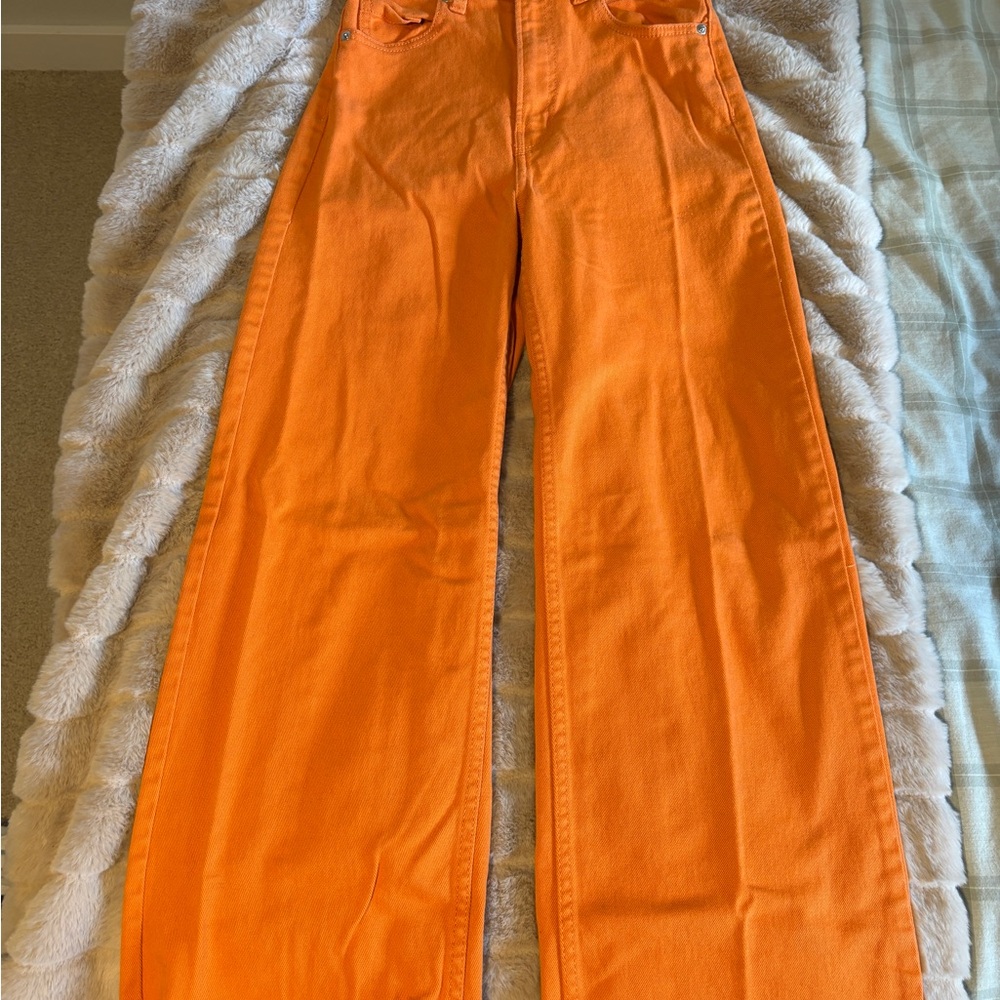 Divided Orange Flare Wide-Leg Jeans